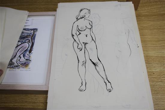 Peter Collins, twelve pen and ink on paper, Studies of female nudes, largest 35 x 25cm, unframed
